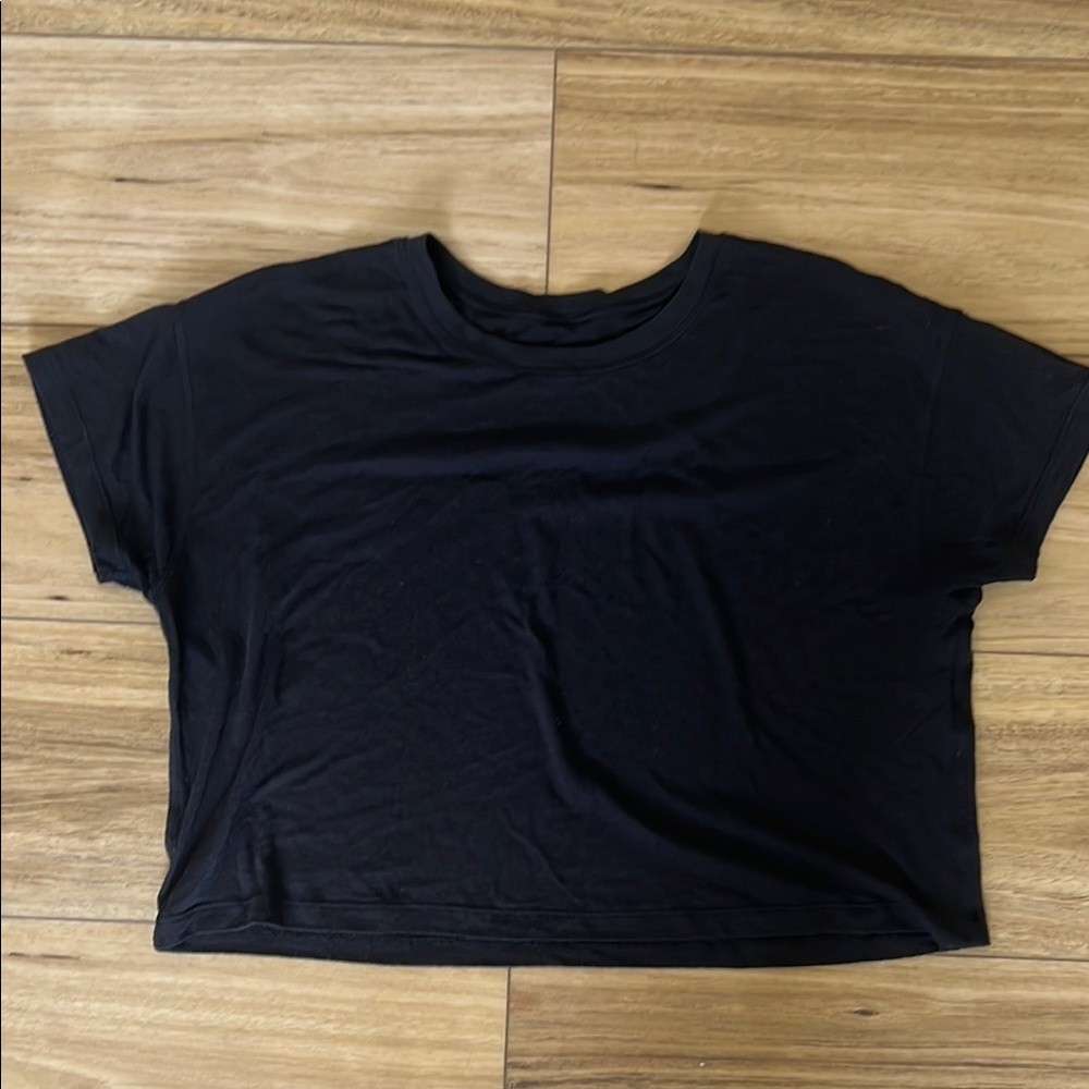 Lululemon Cates Crop Tee Black Burnout Veil 6